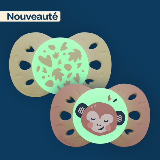 Lot de 2 sucettes nuit anatomiques animaux - Nuit