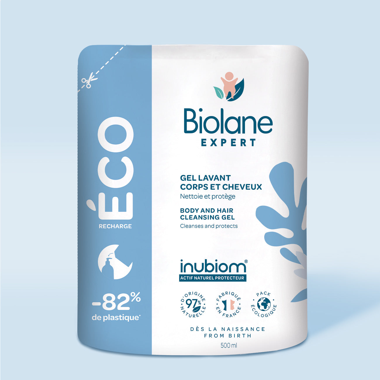 Biolane Expert Gel Lavant Corps et Cheveux Bio Éco-Recharge 500 ml