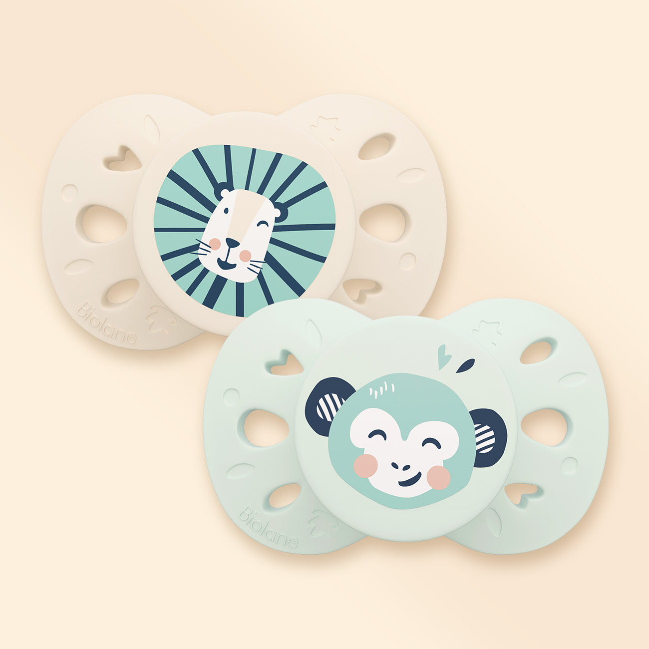 Test couleurs - Lot de 2 sucettes anatomiques animaux