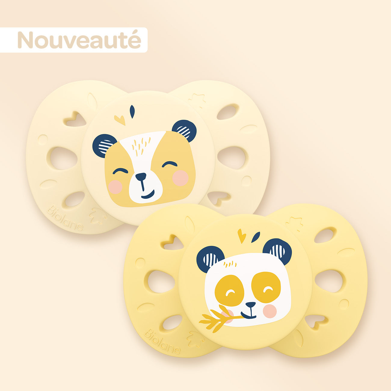 Test couleurs - Lot de 2 sucettes anatomiques animaux