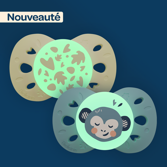 Lot de 2 sucettes nuit anatomiques animaux - Nuit