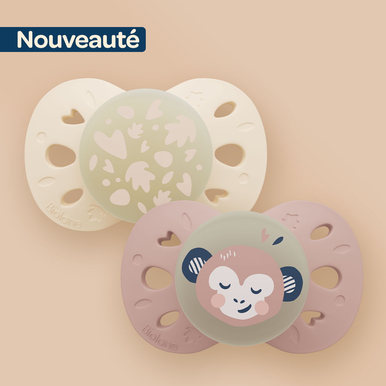 Lot de 2 sucettes nuit anatomiques animaux