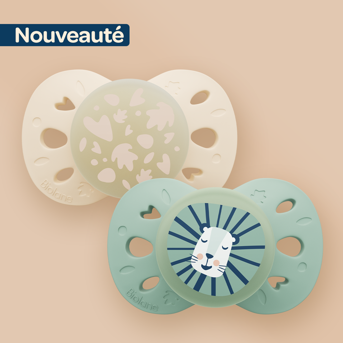 Lot de 2 sucettes nuit anatomiques animaux