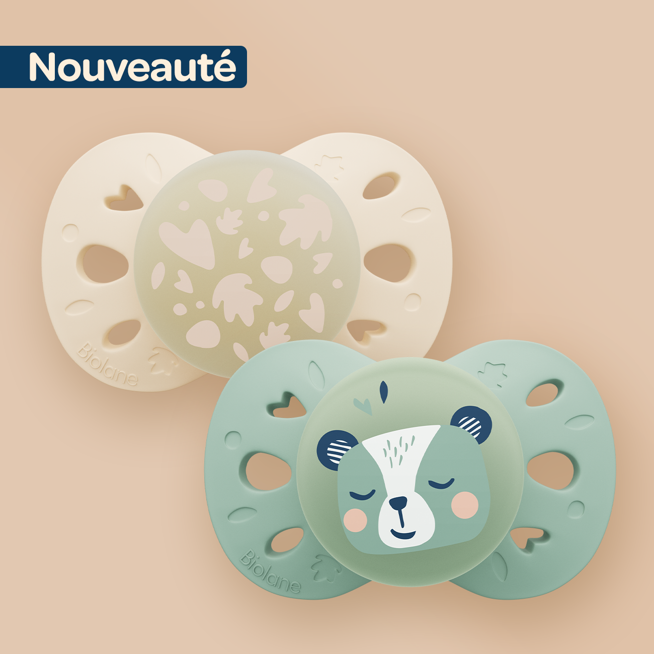 Lot de 2 sucettes nuit anatomiques animaux