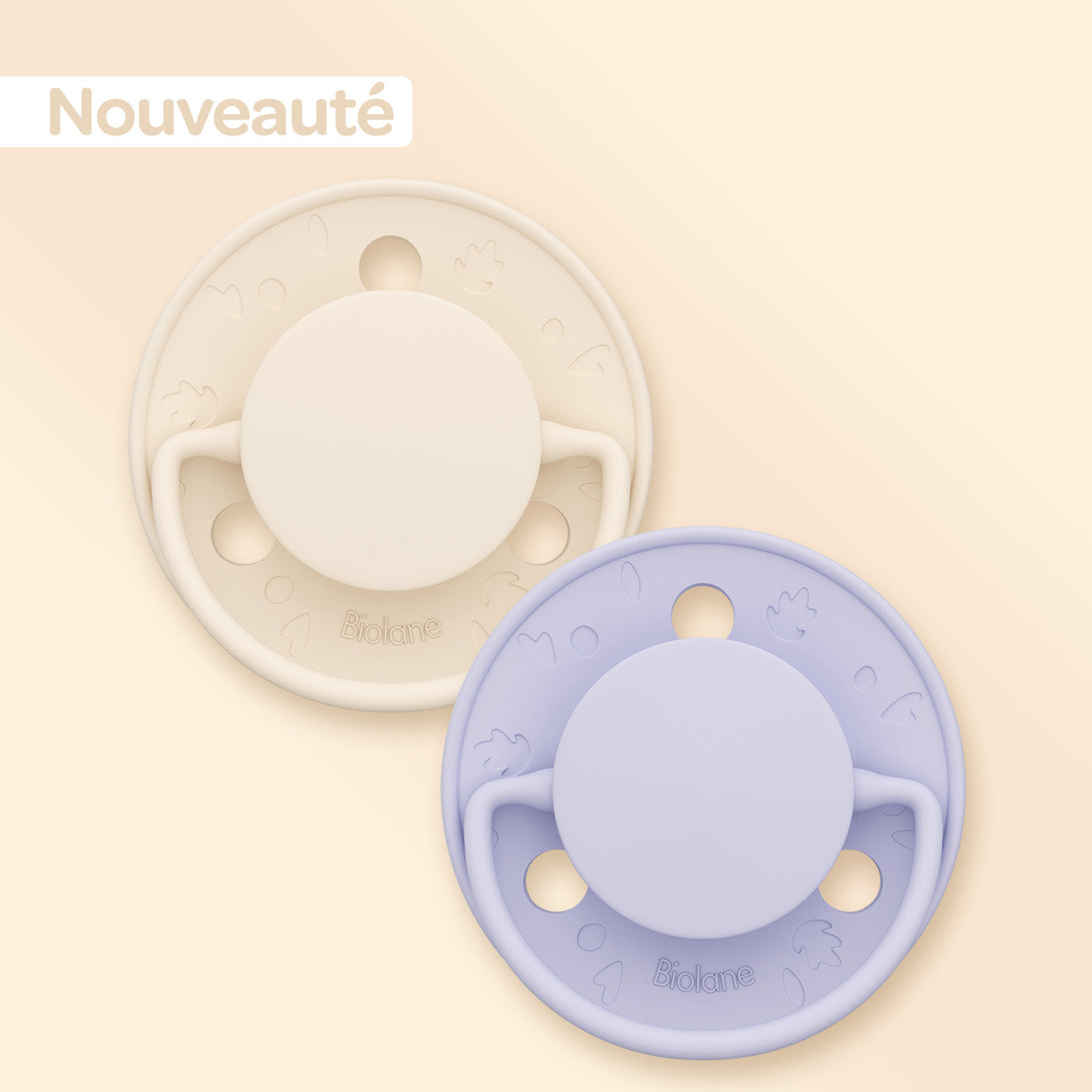 Lot de 2 sucettes rondes 0-6 mois Lilas