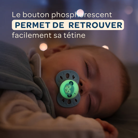 Lot de 2 sucettes nuit anatomiques animaux