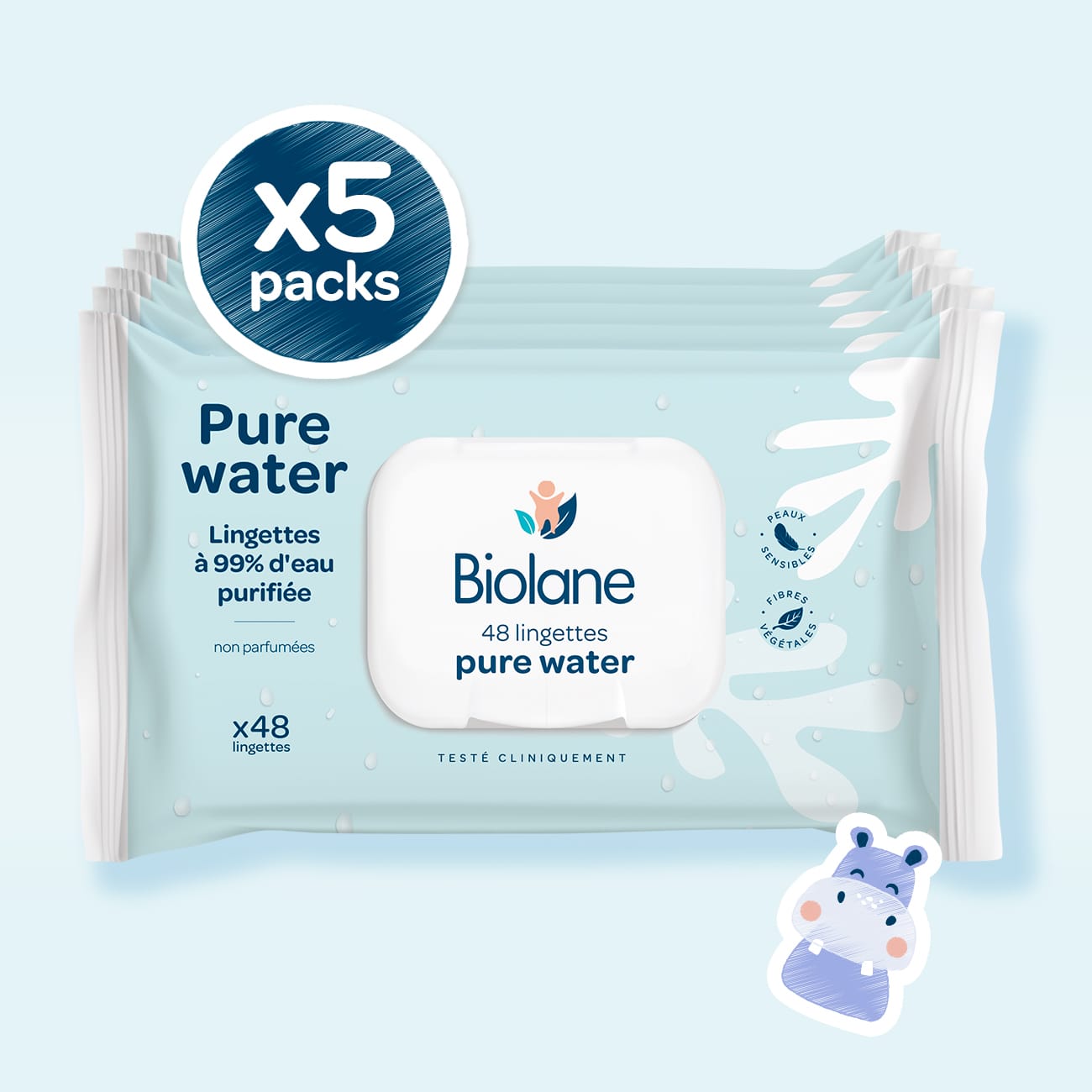 Lingettes Pure Water lot de 5