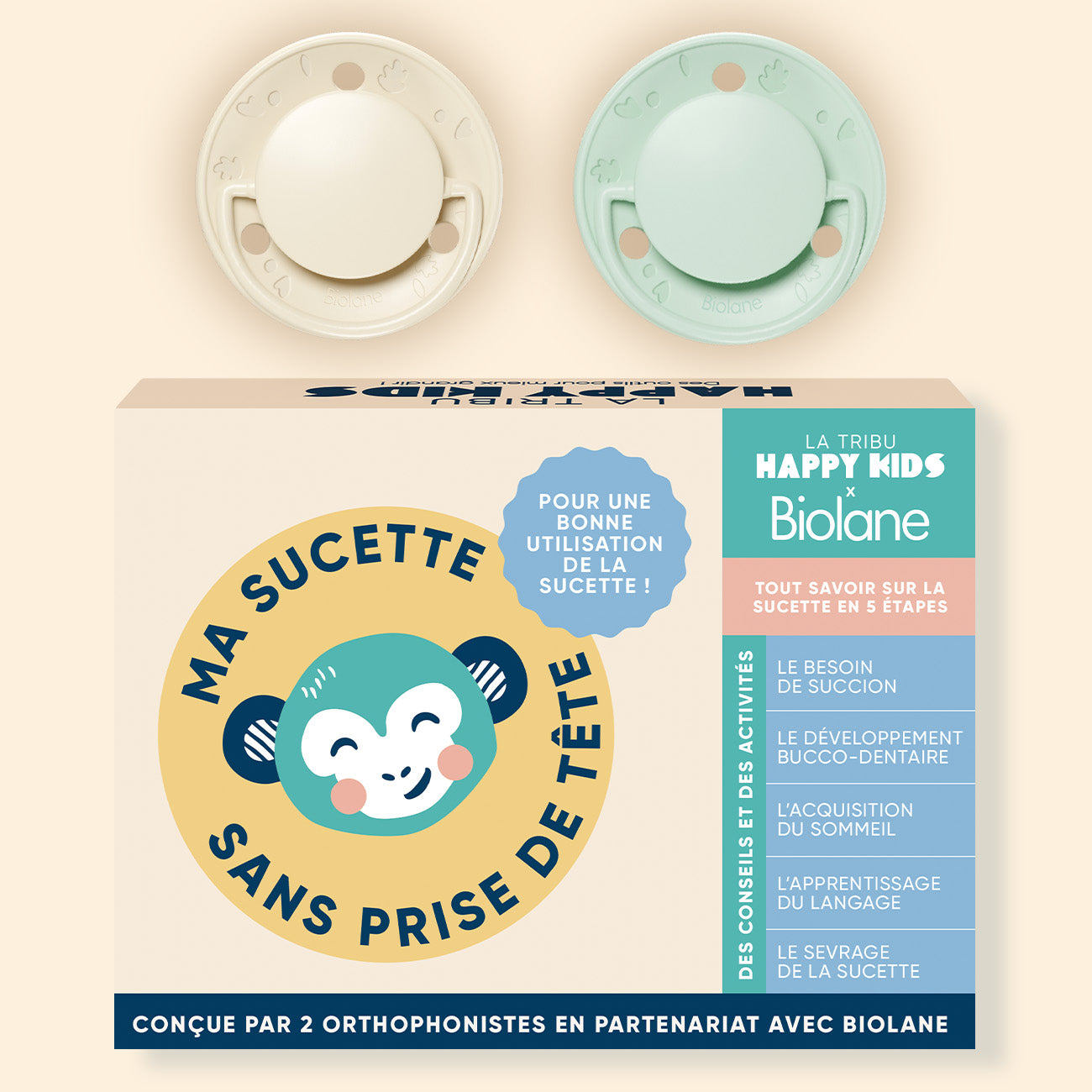 Coffret "Ma sucette sans prise de tête" + sucettes rondes