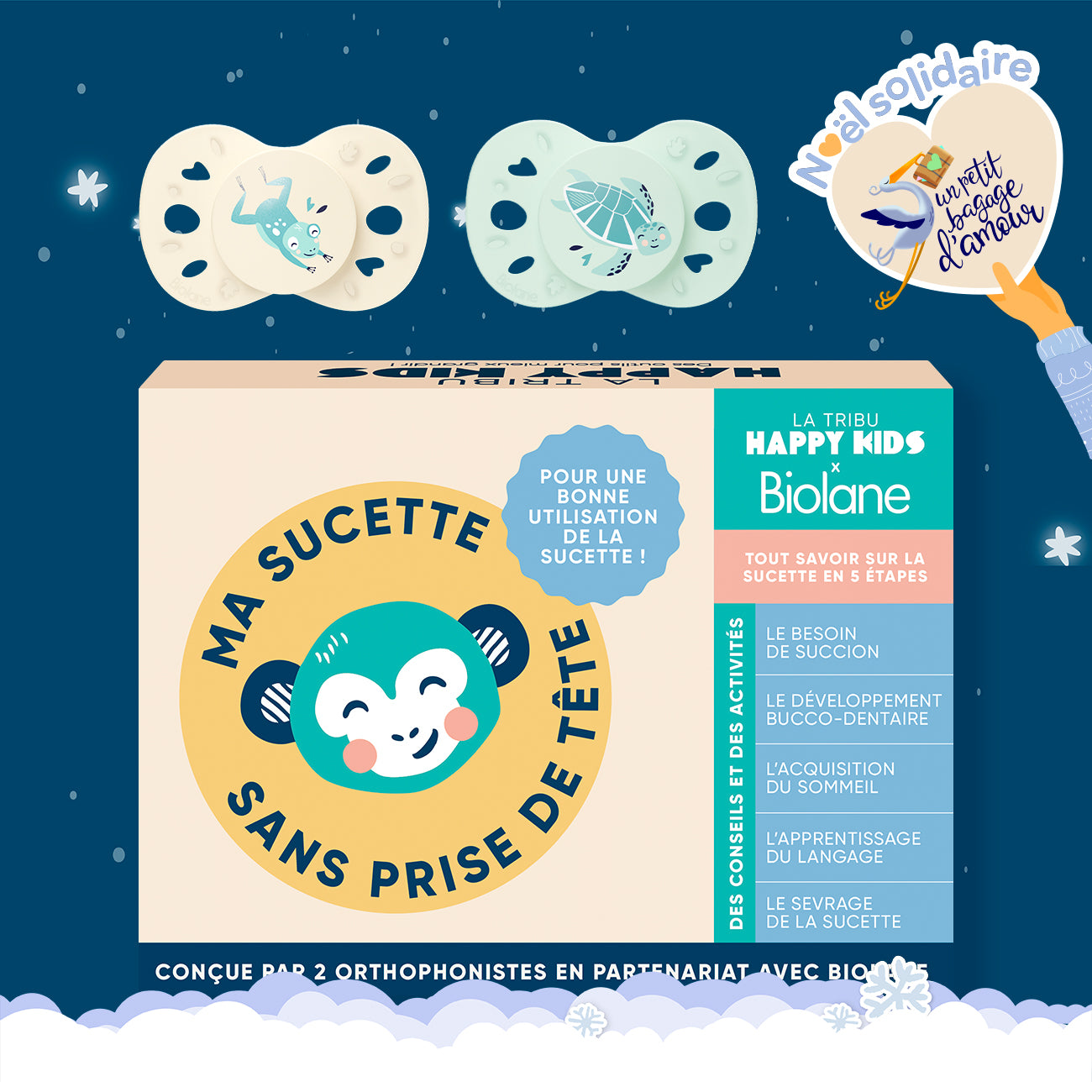 Coffret "Ma sucette sans prise de tête" + sucettes anatomiques animaux