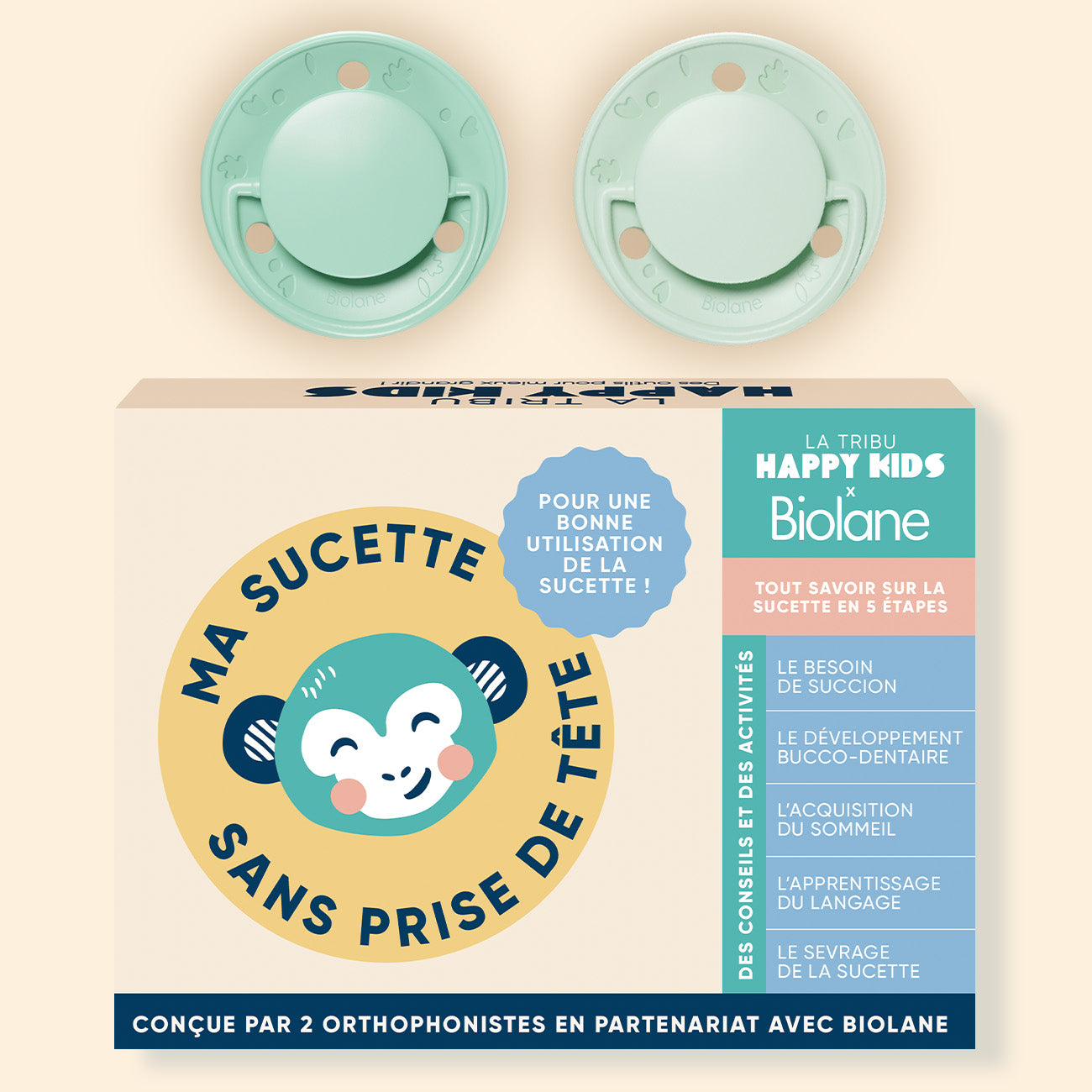 Coffret "Ma sucette sans prise de tête" + sucettes rondes