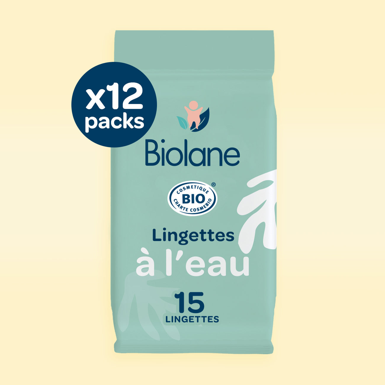 Lingettes à l'eau bio x15 lot de 12