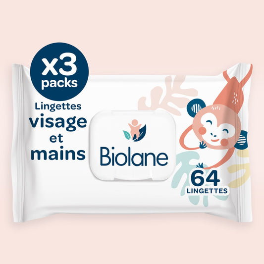 Lingettes visage et mains x64 lot de 3
