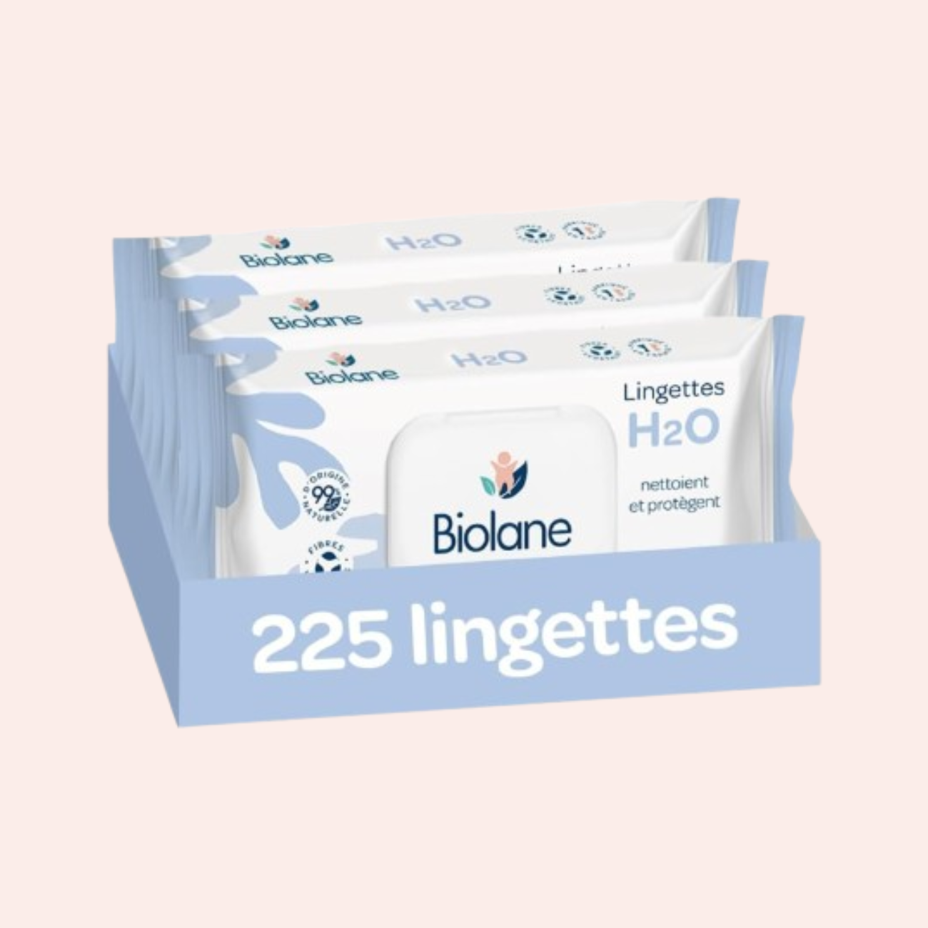 Lingettes H2O x75 lot de 3