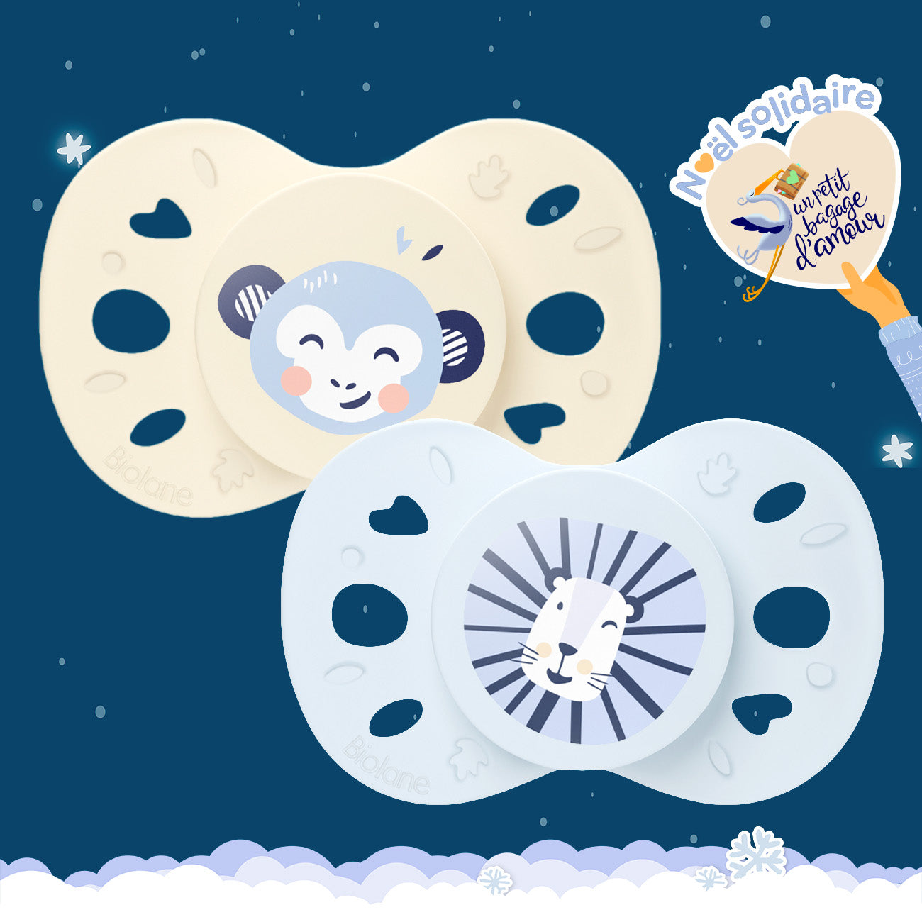 Lot de 2 sucettes anatomiques animaux