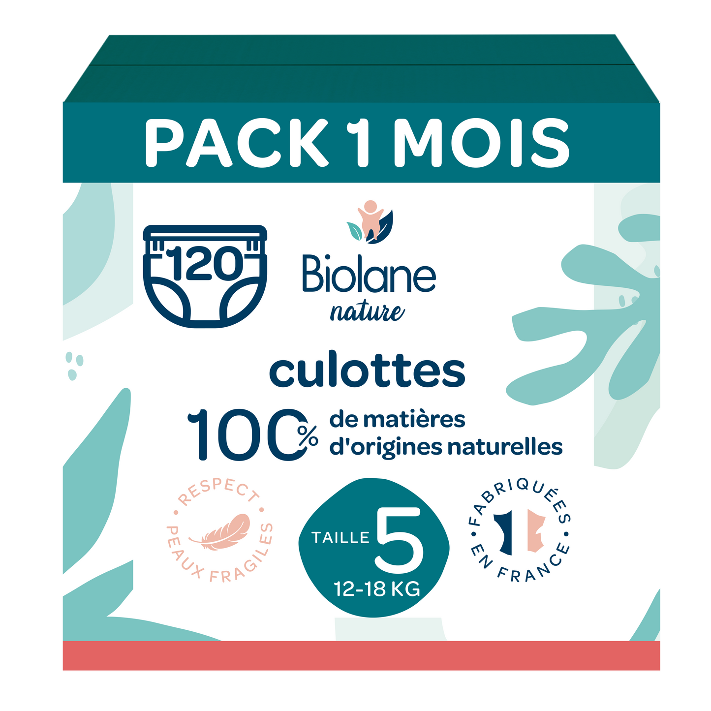 Pack 1 mois couches culottes Biolane Nature de 12 à 18 kg