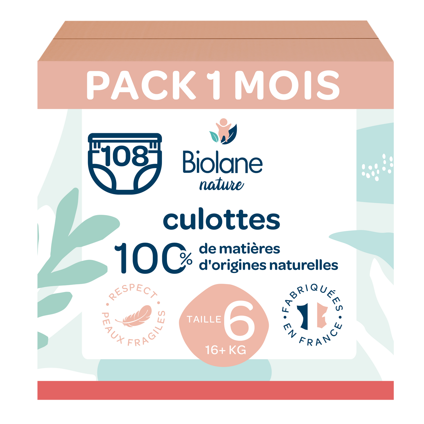 Pack 1 mois couches culottes Biolane Nature 16+ kg