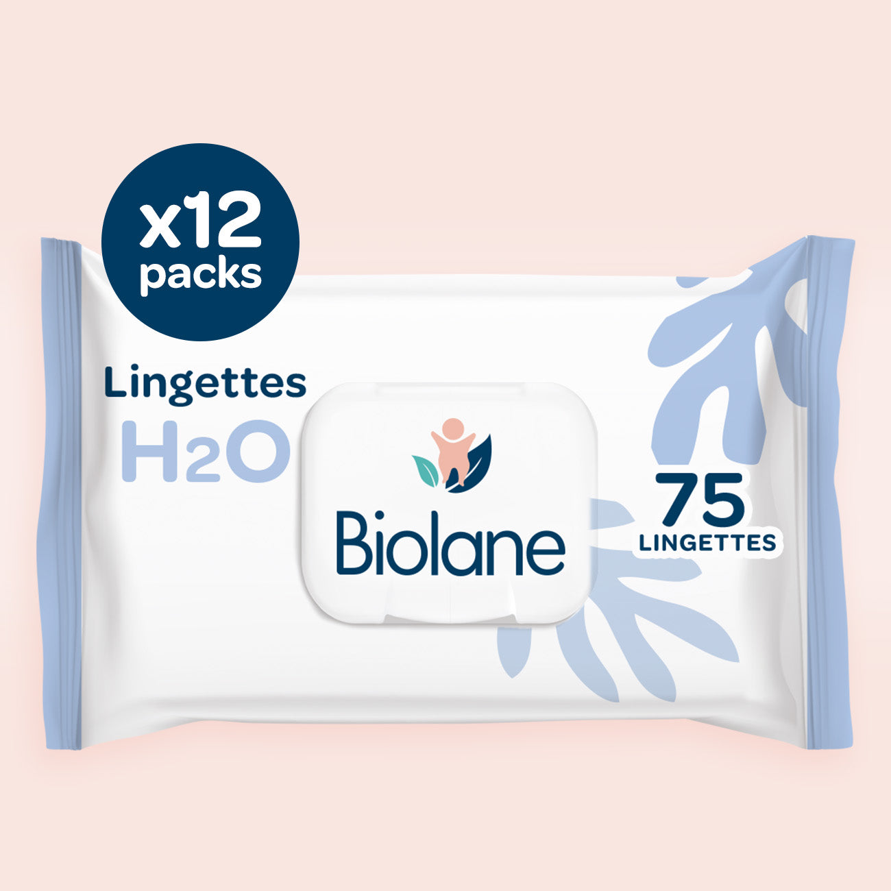 Lingettes H2O x75 lot de 12
