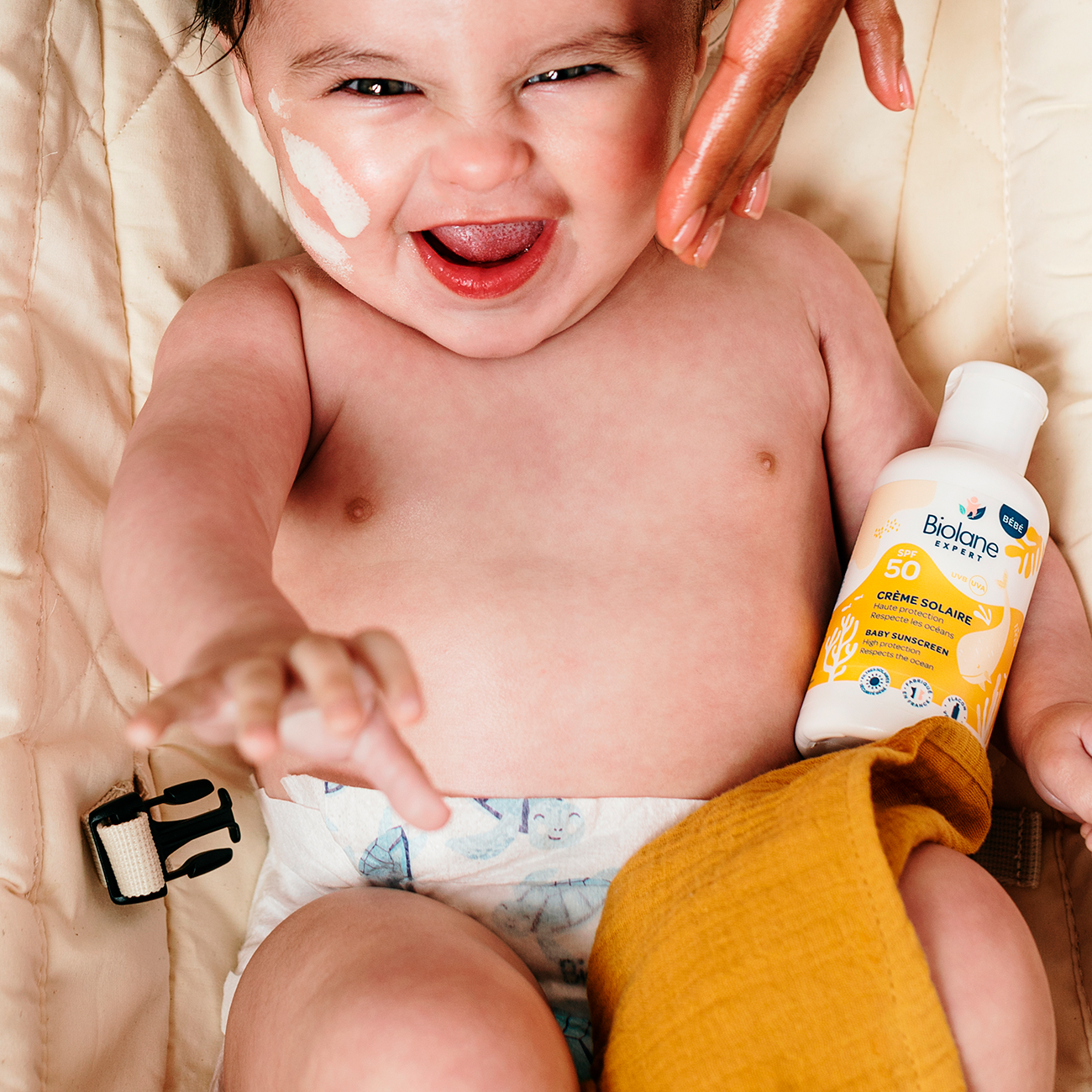 Crème solaire bébé SPF50+ Biolane Expert - Anti UVA UVB