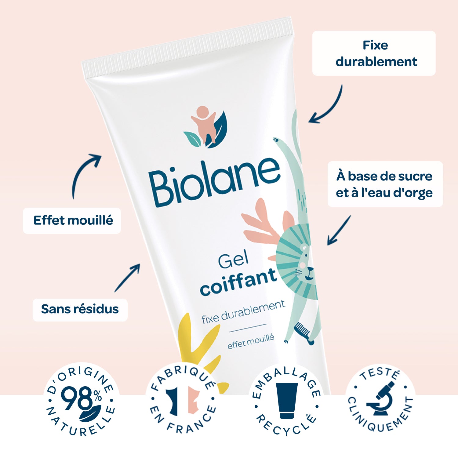 BIOLANE - Gel Cheveux Coiffant - Bébé - Nouveau Packaging - Effet Mouillé -  Fixe