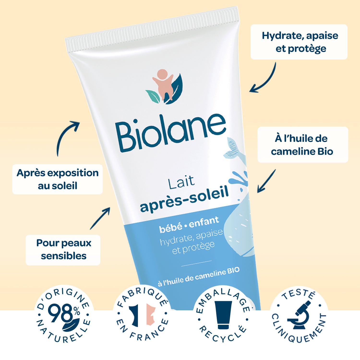 BIOLANE – Creme hydratante visage et corps - Bébé - Apaise et Protège la  peau - 98% d'origine naturelle - 100 ml - Fabriqué en France