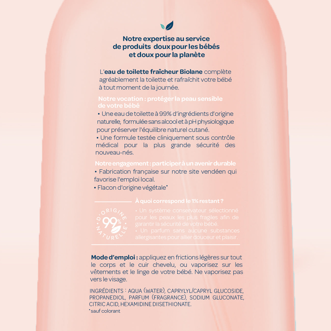 Eau de Toilette Fraîcheur Sans Alcool BIOLANE : le spray de 200mL à Prix  Carrefour