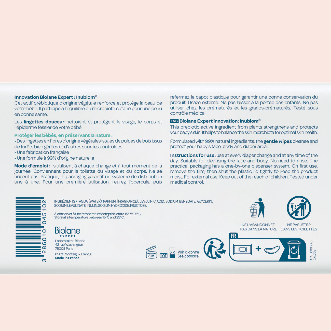 Biolane Lingettes Douceur - 72 lingettes - Pharmacie en ligne